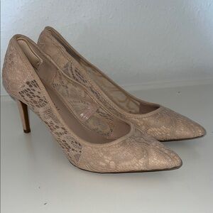 Kelly & Katie Nude Lace Heels